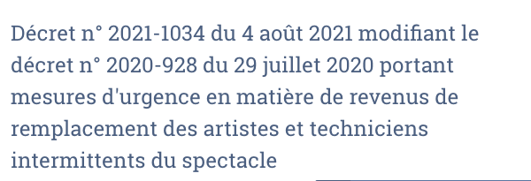 Année blanche - Décret n°2021 1034 du 4 août 2021