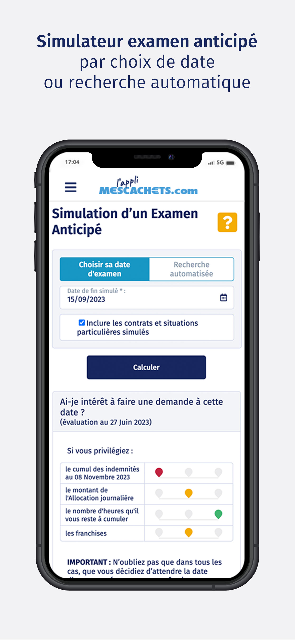 Simulateur examen anticipé