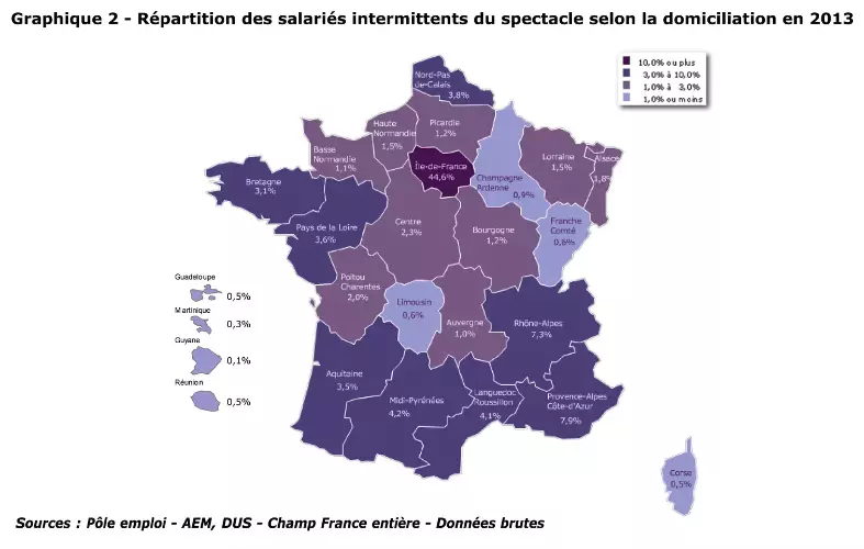 Emploi intermittent dans le spectacle 2010-2013 - Géographie - MesCachets.com Emploi intermittent dans le spectacle 2010-2013 - Géographie - MesCachets.com